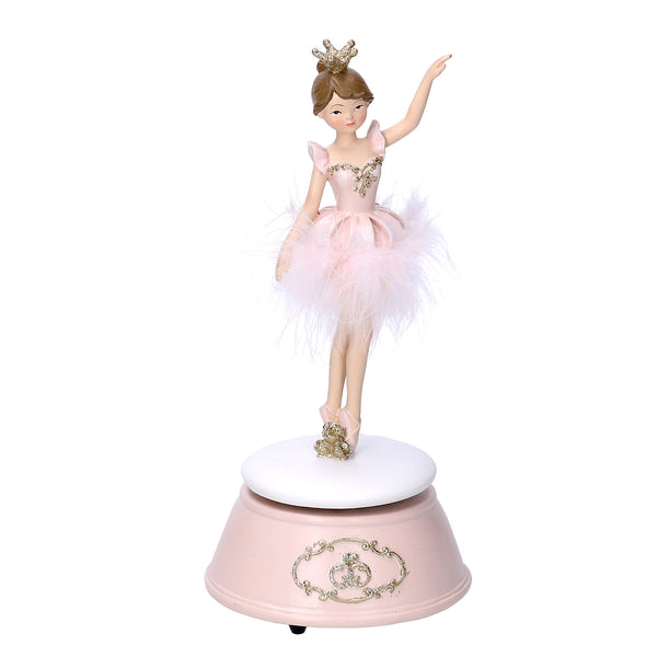 Boîte à musique en résine ballerine rose cm 10,5x10,5xh22,5 acquista