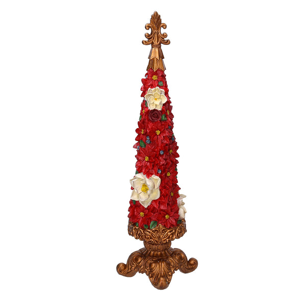 Mini sapin de Noël en résine avec fleurs rouges cm 13x13xh47,5 sconto