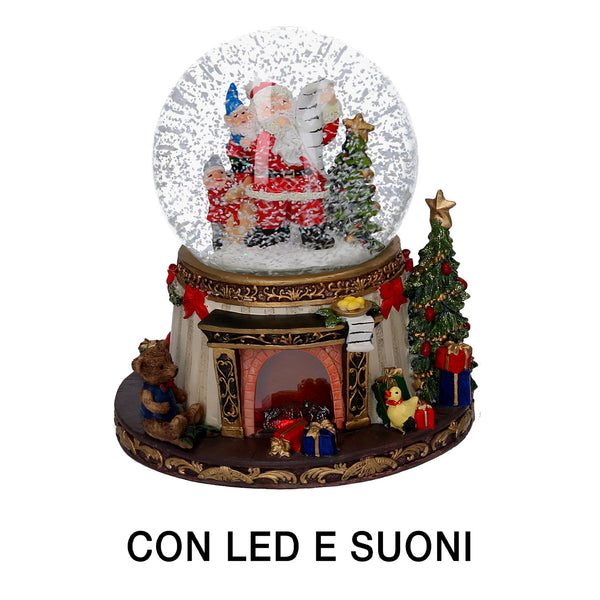 acquista Boule en verre avec Led en résine père noël avec musique cm Ø16,5xh20