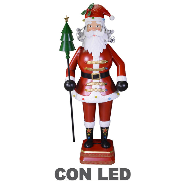 Marionnette Père Noël en métal avec LED rouge cm 40x30xh135 sconto