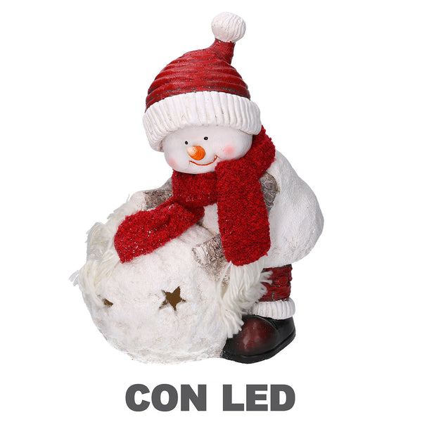 sconto Bonhomme de neige en résine avec boule avec Led blanc cm 31,5x20,5xh41