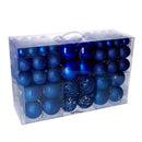 Set 100 Palline Decorative per Albero di Natale in Plastica blu cm Ø4,6,8-1