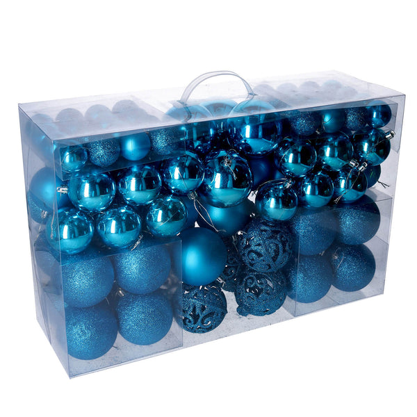 Lot de 100 boules de sapin de Noël en plastique bleu Ø4,6,8 cm acquista