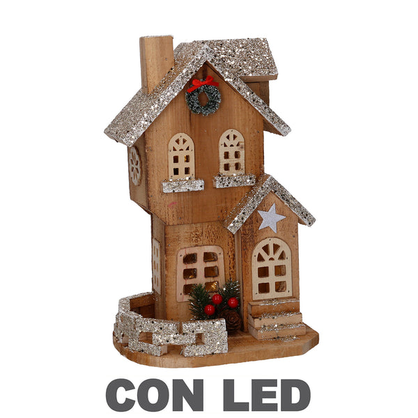 online Maison en bois avec Led naturel cm 19x14xh31