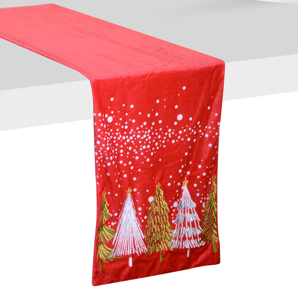 Chemin de table en tissu avec des arbres rouges cm 32x182x0,5 sconto