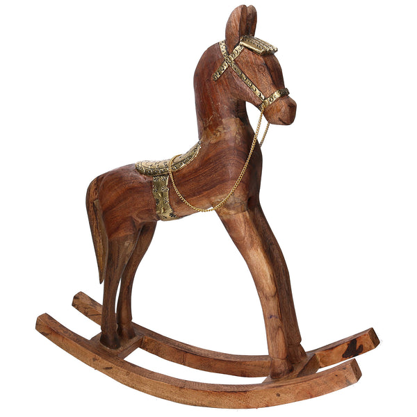 sconto Cheval à bascule décoratif en bois recouvert de métal doré cm 40x11xh46