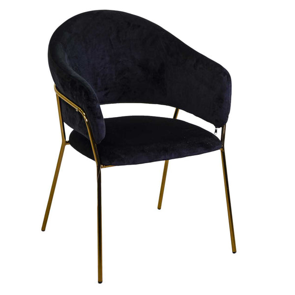 sconto Chaise rembourrée 61x61xh82 cm en tissu velours Rotterdam noir