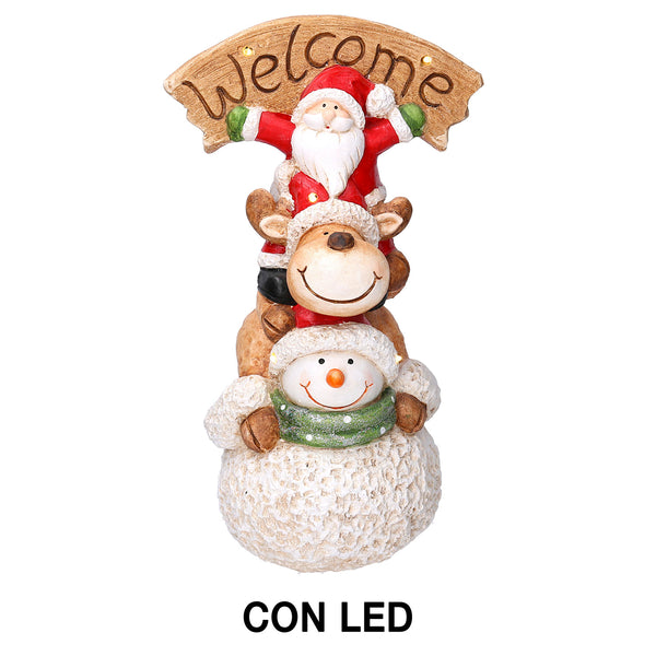 Marionnette Père Noël avec Led en Résine avec renne et marionnette cm 27,5x20xh48 online