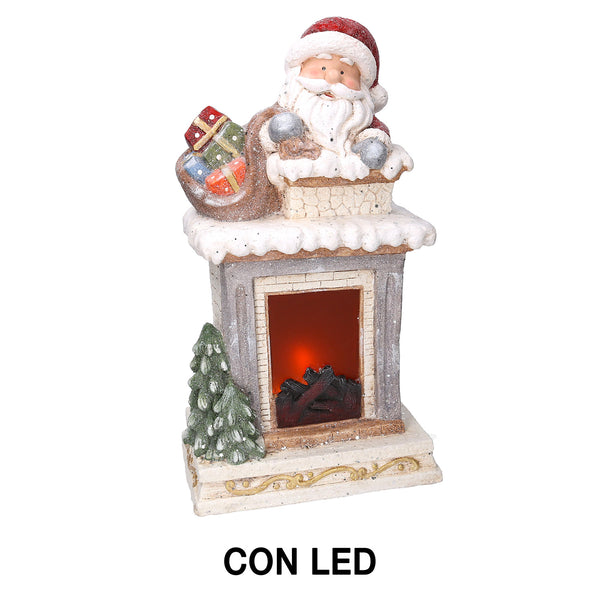 acquista Cheminée en résine avec Led et père noël gris cm 31,5x23xh56