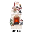 Camino in Resina con Led e babbo natale bianco cm 27,5x23xh51-1