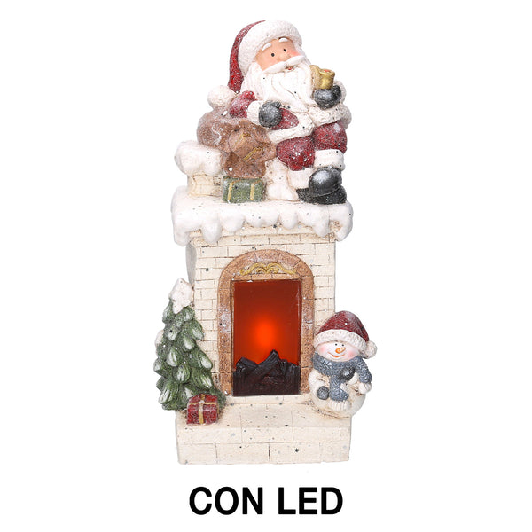 Cheminée en résine avec Led et Père Noël blanc 27,5x23xh51 cm acquista