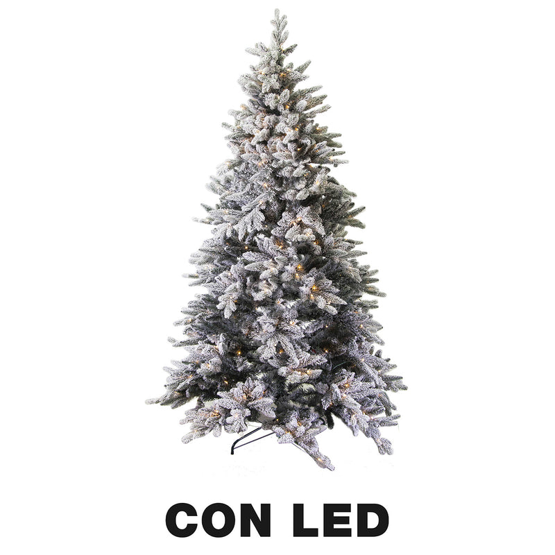 Albero di Natale Artificiale innevato 1485 rami 380 con Led cm Ø122xh240 tallinn verde-1