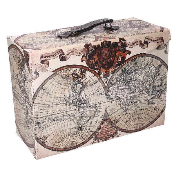 acquista Valise carte du monde rectangulaire en similicuir cm 34x24xh14,5