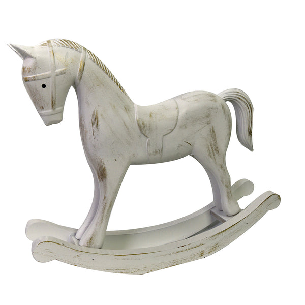 acquista Cheval à bascule décoratif en bois blanc cm 37x8xh32