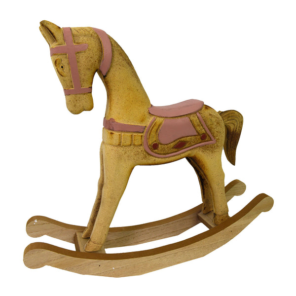 Cheval à bascule décoratif en bois rose et marron cm 38x8xh33,5 prezzo