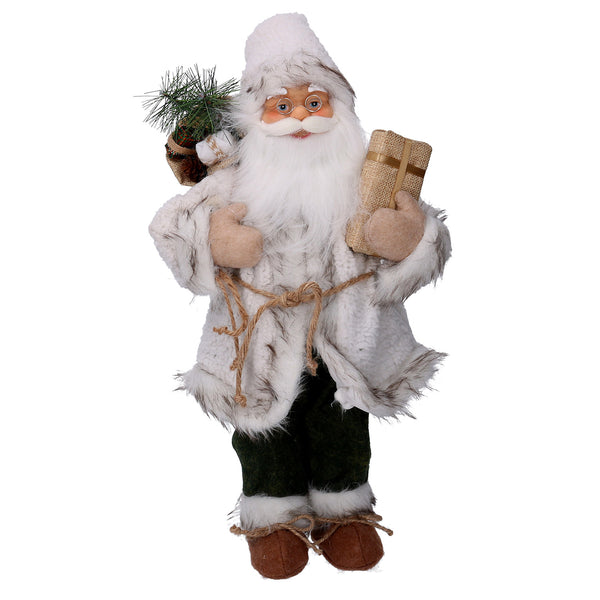 Marionnette Père Noël en tissu avec des cadeaux verts et blancs cm 40x23,5xh80 sconto