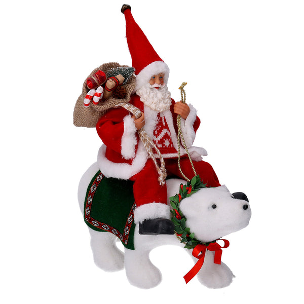 Marionnette Père Noël en tissu sur ours rouge 30x10xh36 cm sconto