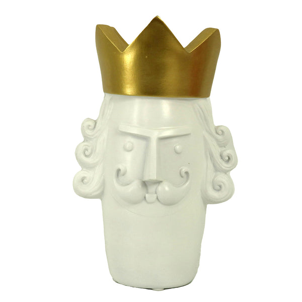 Porte-vase en résine dorée et blanche king face cm 14x13xh23 acquista