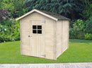 Casetta Box da Giardino per Attrezzi 178x218 cm con Porta Finestrata in Legno Naturale-2