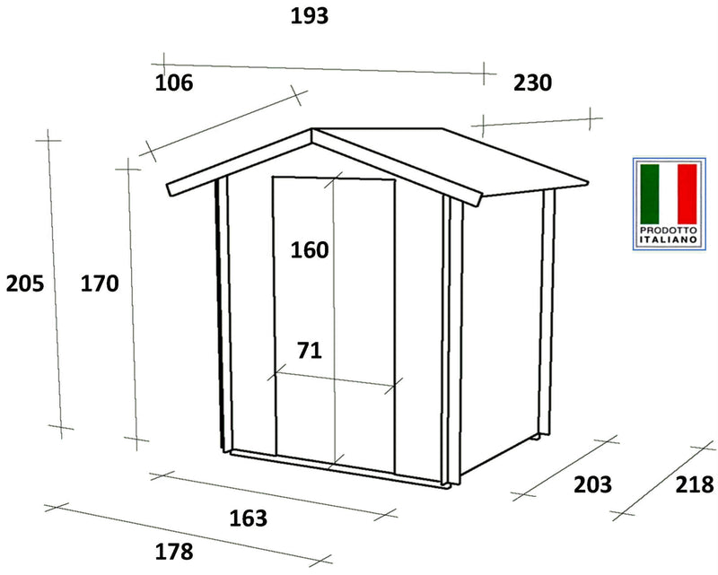 Casetta Box da Giardino per Attrezzi 178x218 cm con Porta Finestrata in Legno Naturale-5