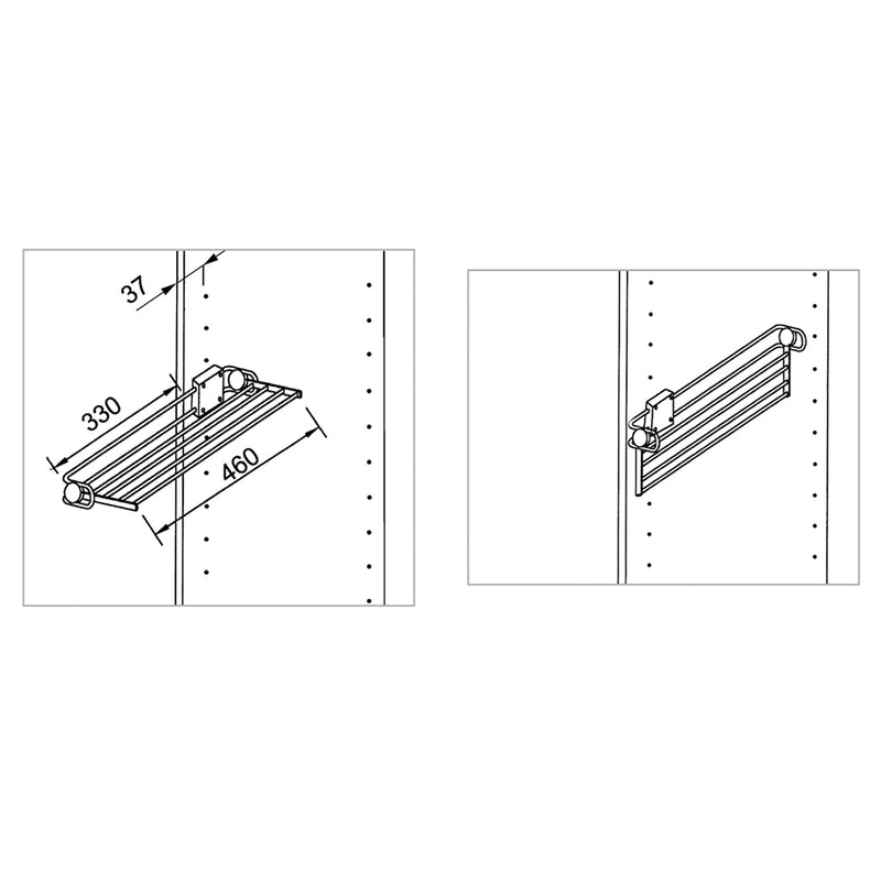 Porta Pantaloni Estraibile per Armadio 46 cm in Acciaio e Plastica Emuca Grigio Metallizzato-4