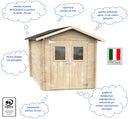 Casetta Box da Giardino per Attrezzi 198x198 cm con Porta Doppia Finestrata in Legno Naturale-4