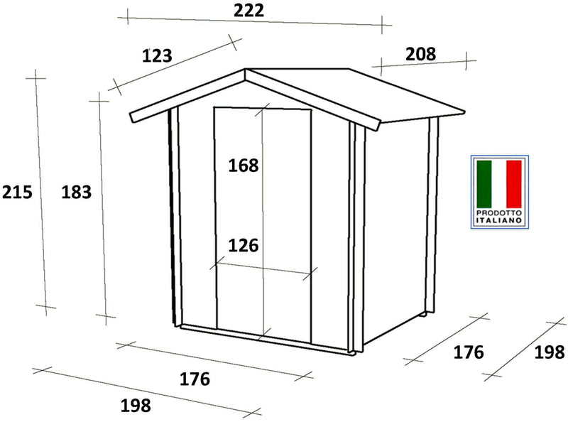 Casetta Box da Giardino per Attrezzi 198x198 cm con Porta Doppia Finestrata in Legno Naturale-5