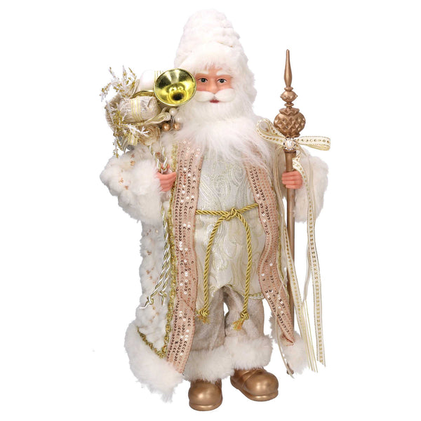 Babbo natale in tessuto oro e bianco con sacco regali cm xh45 online