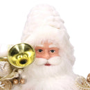 Babbo natale in tessuto oro e bianco con sacco regali cm xh45-2