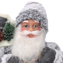 Babbo natale in tessuto su slitta grigio cm xh30-2