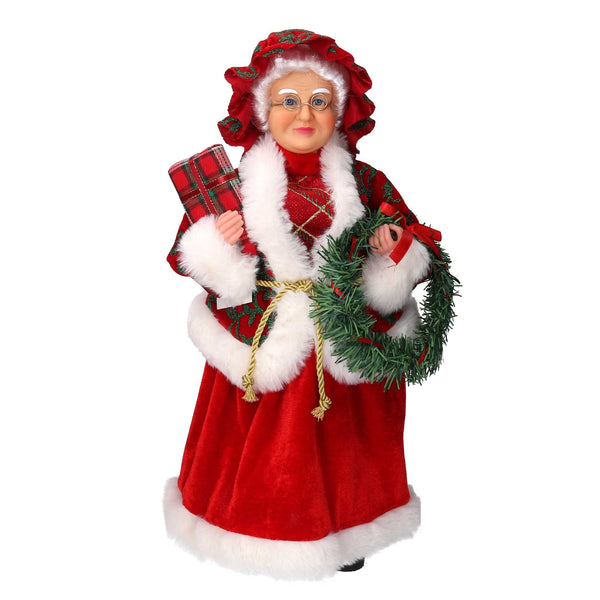 Babbo natale in tessuto signora damascato rosso cm 0xh45 prezzo