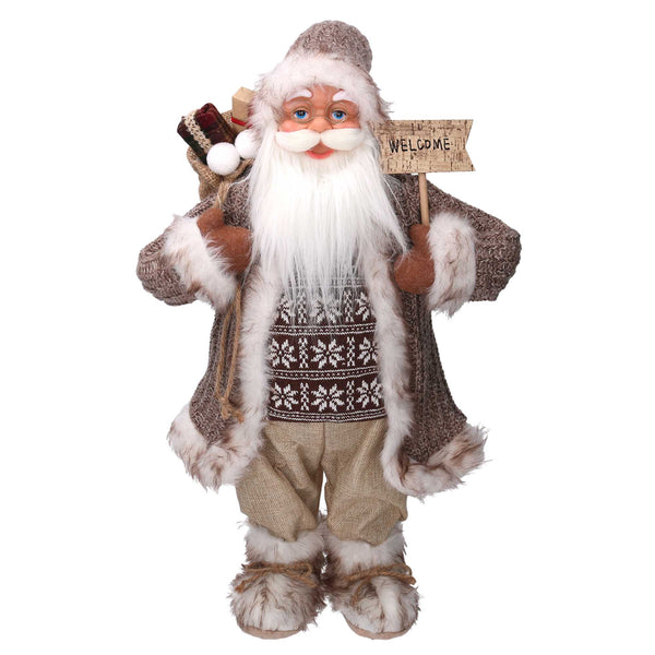 online Babbo natale in tessuto marrone cm xh60