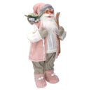 Babbo natale in tessuto rosa cm xh60-2