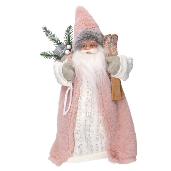 Puntale Babbo Natale tessuto rosa cm Ø22xh30 sconto