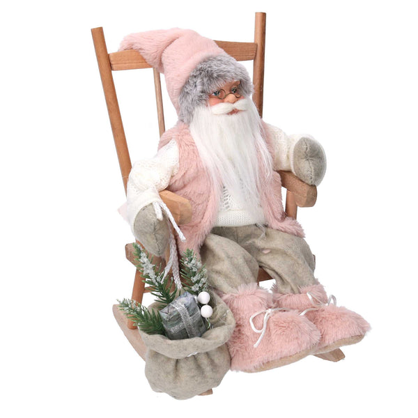 Babbo natale in tessuto su sedia rosa cm xh30 sconto