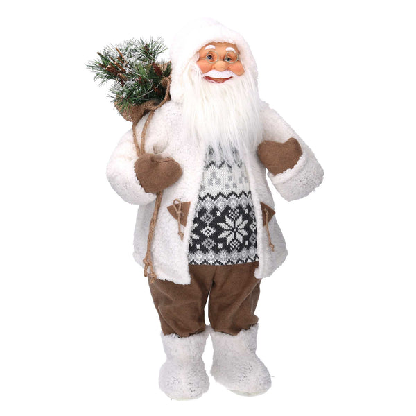 Babbo natale in tessuto con led bianco e marrone cm xh80 online