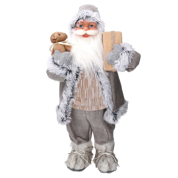 Babbo natale in tessuto grigio e beige cm xh60 online