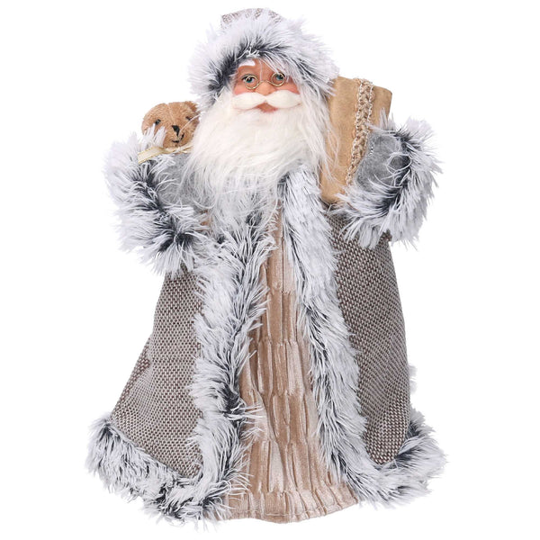 Puntale tessuto Babbo Natale grigio e beige cm Ø22xh30 online