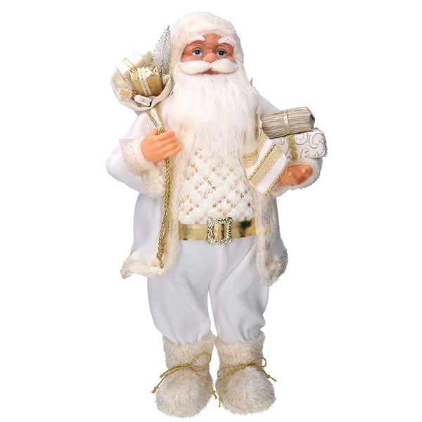 Babbo natale in tessuto bianco e oro cm xh60 online