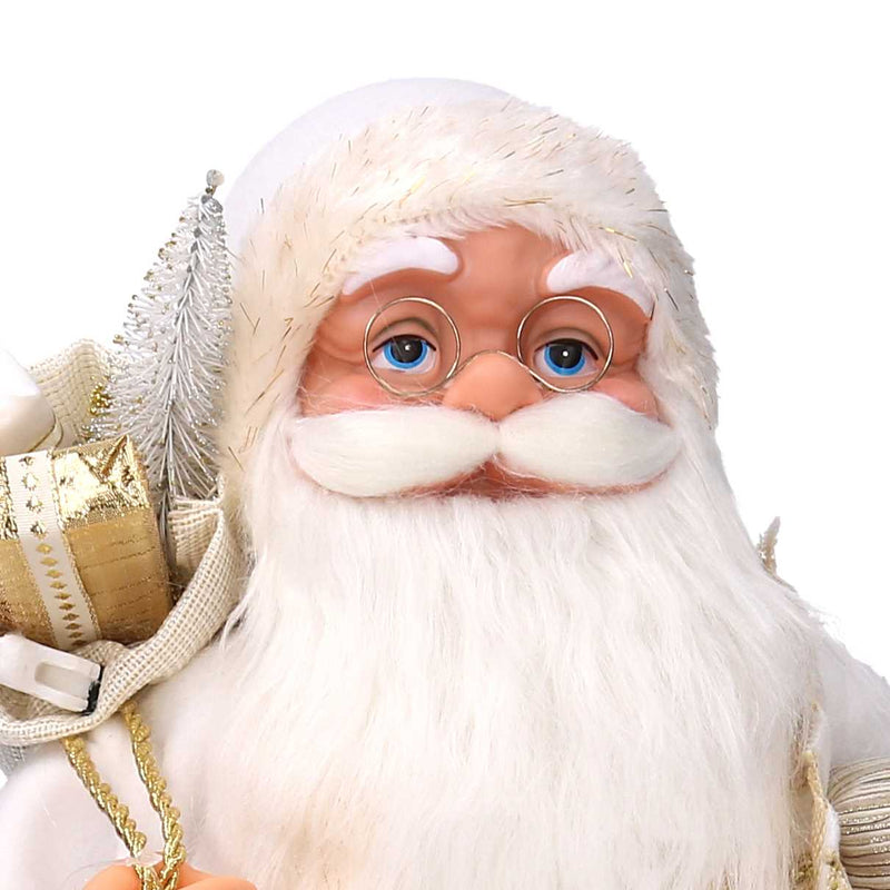 Babbo natale in tessuto bianco e oro cm xh60-2