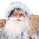 Puntale tessuto Babbo Natale grigio e beige cm Ø22xh30-2