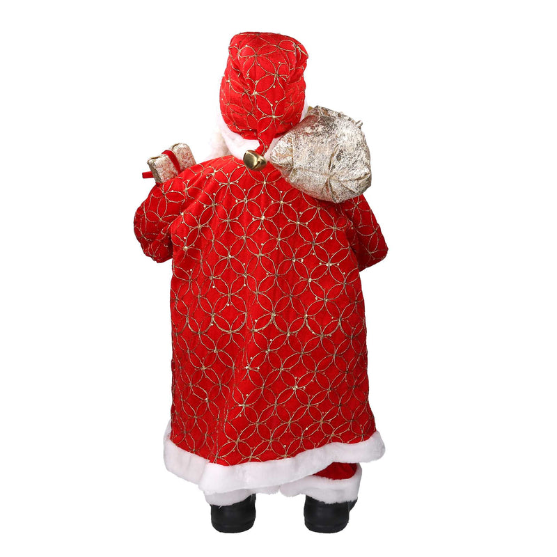 Babbo natale in tessuto rosso e oro con regali cm xh80-4