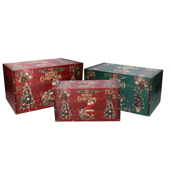 prezzo Set 3 Bauli in similpelle con scritta Merry Christmas rettangolare