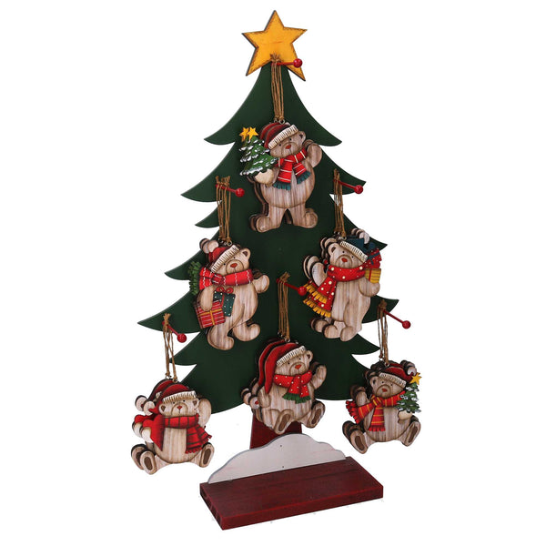 Albero espositore legno c/36 decorazioni base rettangolare cm 34x12xh59 acquista