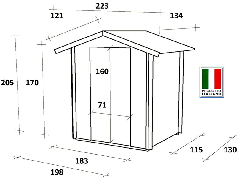 Casetta Box da Giardino per Attrezzi 198x130 cm con Porta Singola Cieca in Legno Verde-5