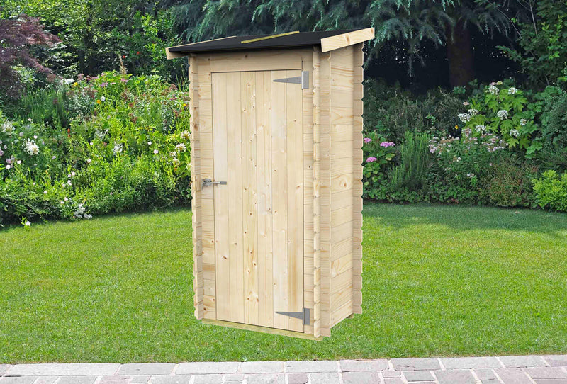 Casetta Box da Giardino per Attrezzi 94x64 cm con Porta Singola Cieca in Legno Naturale-2