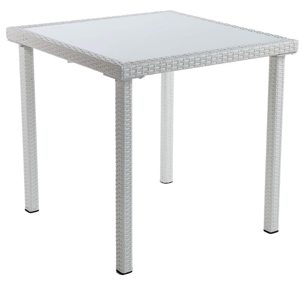 Table de jardin 80x80xH75 cm en polyrotin blanc acquista