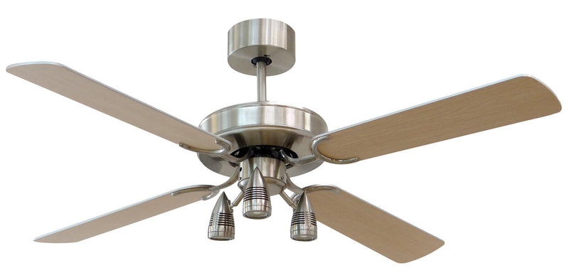 Ventilatore da Soffitto 4 Pale Reversibili e 3 LED Ø132 cm 3 Velocità Vannini Faretto-2