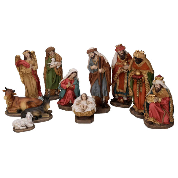 online Natività resina set 11pz verde e rosso cm xh20