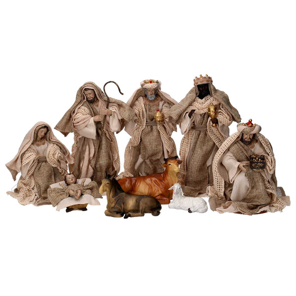 online Natività tessuto set 9pz beige cm xh30,5